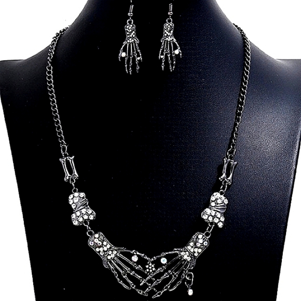 Skeleton Hand necklace Set